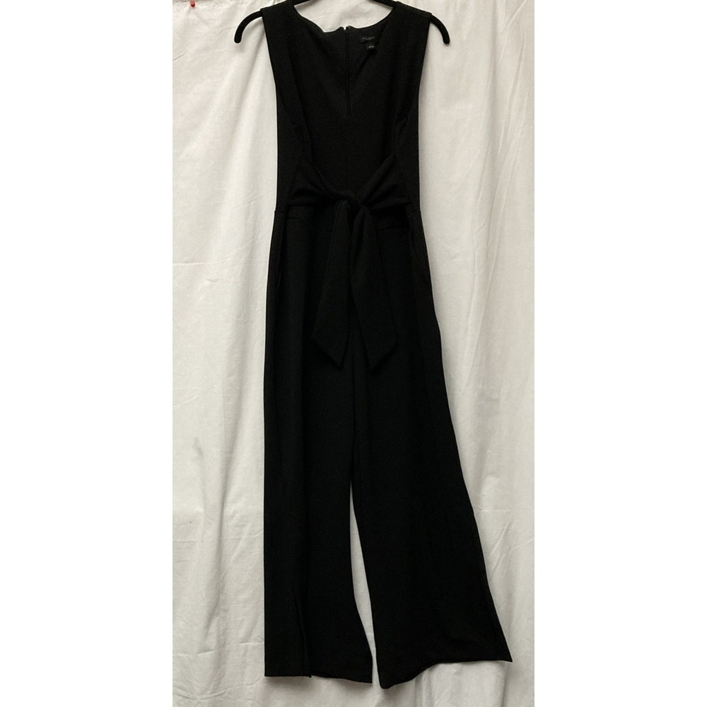 Ann Taylor Factory Women's Black Sleveless V-Neck Jumpsuit with Front Bow - SZ 4